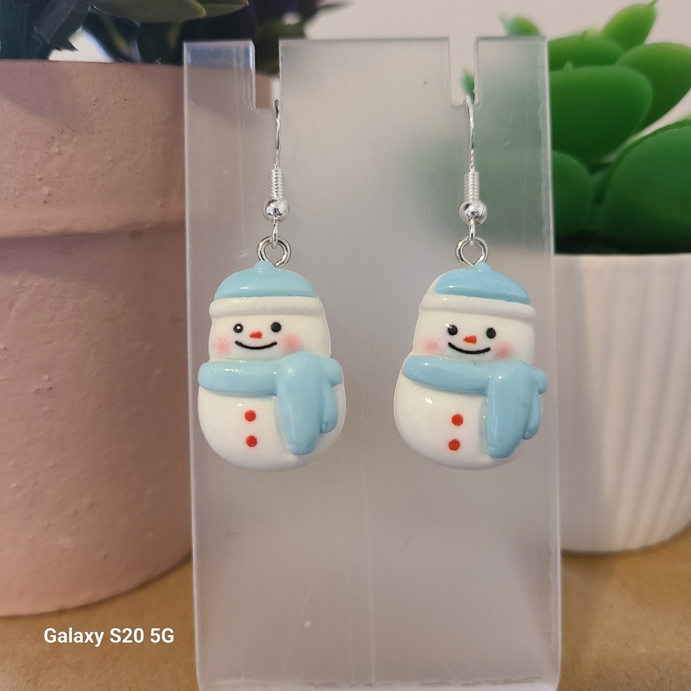 Handmade Snowman Dangle Drop Earrings Festive Winter Holiday Jewelry Gift NEW